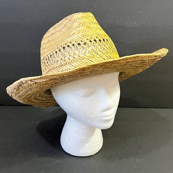 Broner Mens Straw Cowboy Hat Size Natural Ventilated Brown Banded One Size Rodeo - Picture 1 of 8